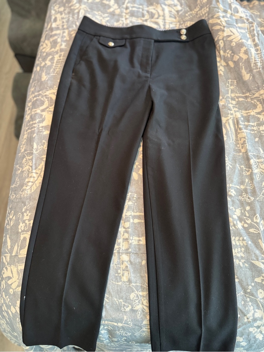 Ann Taylor Black Dress Pants with Striped Waistband Lining